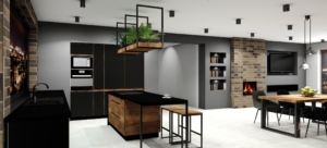 Projektowanie wnętrz - online cała Polska Jolanta Broda - Lebioda, projekt wnętrza z kominkiem