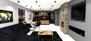 Projektowanie wnętrz - online Jolanta Broda - Lebioda, projekt wnętrza z kominkiem