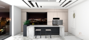 Aranżacja Apartamentu, projekt wnętrza online, kuchnia z wyspą