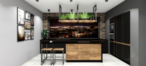 Projektowanie wnętrz - online Jolanta Broda - Lebioda, projekt kuchni z kwietnikiem projekt i wykonanie śląsk,