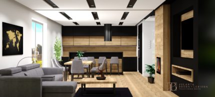 Projektowanie wnętrz online Jolanta Broda-lebioda, salon z kominkiem