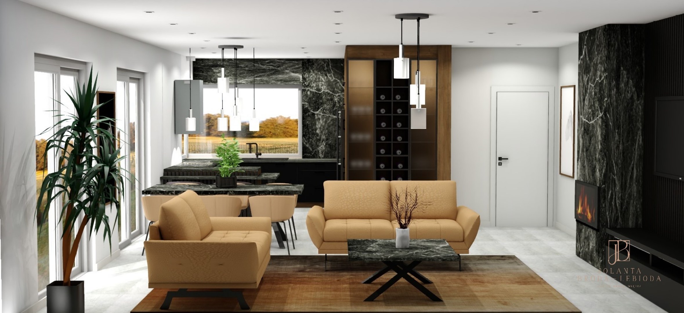 Projekt wnętrza z lamelami Jolanta Broda-Lebioda