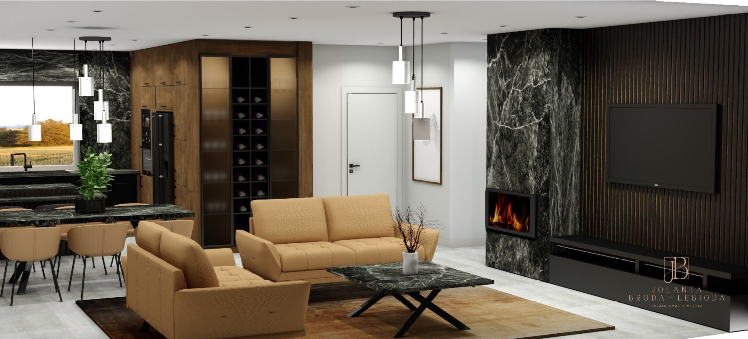 Projekt wnętrza salon i kuchnia Jolanta Broda-lebioda